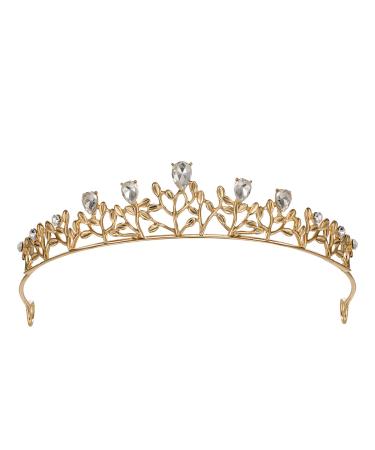 SWEETV Princess Tiaras Crowns for Women Girls  Gold Tiara Headband Birthday Quinceanera Wedding Tiara for Bride Flower Girls Headpiece 6. Gold