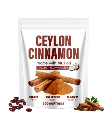 Aevezom Ceylon Cinnamon Softgels with MCT Oil | Soft Gel 7200mg | Herbal Extract | Non-GMO Gluten Free | 300 Softgels (1)