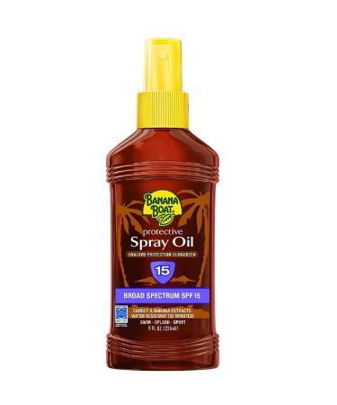 Banana Boat Protective Spray Oil Sunscreen SPF 15 8 oz (Pack of 2)