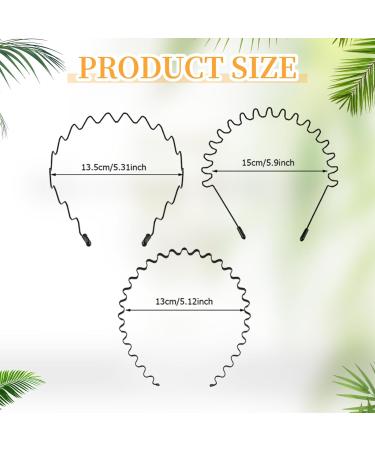 Willight 3-Piece Metal Hair Bands - Zigzag Wave Headbands for Men & Women | Non-Slip Black Spring Hair Ties for Sports & Yoga - Buy Online on GoSupps.com