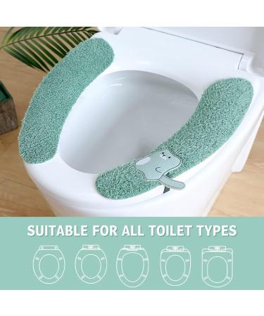 Hadeeong 4Pairs Plush Warm Toilet Seat Covers - Washable & Reusable Seat Pads for Winter - Fits All Toilet Seats - Buy Online on GoSupps.com
