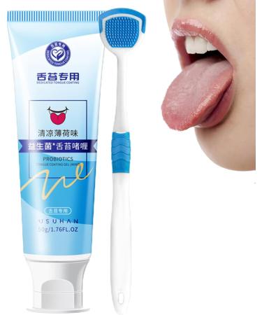 ONLYNERY Tongue Cleaning Gel Set | Natural Tongue Kit for Fresh Breath | Safe & Ergonomic Tongue Cleaner for All Ages - Mint Fragrance - Buy Online on GoSupps.com