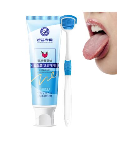Intoximt gums tongue cleaner - natural organic tongue cleaning gel with cleaning brush ergonomic tongue cleaner -burst set removed bad breath stains and deposits