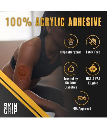 Skin Grip Adhesive Patches for Freestyle Libre 2 - 20 Pack, Waterproof & Sweatproof, 10-14 Days Wear, Sensor Cover, Chocolate - Buy Online on GoSupps.com