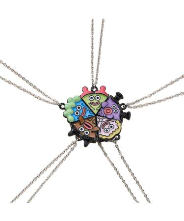 OralGos 5pcs Cartoon Pizza Charm Necklace Pizza Friendship Necklaces Engraved Pizza Pendants Necklaces for Women and Girls