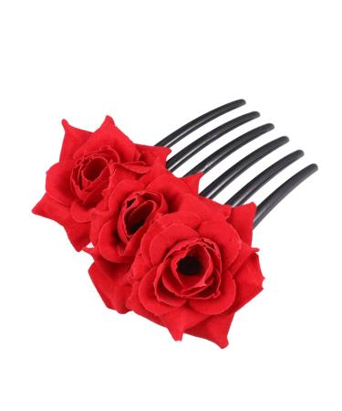 Housoutil 1pc Fancy Hair Accessories for Women Womens Hair Accessories Black Barrettes Red Rose Flower Hair Comb Rose Hair Accessories Pearl Hair Comb Rose Hair Comb Roses Headgear Bride
