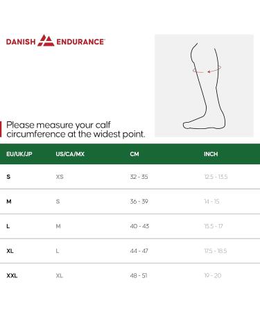 DANISH ENDURANCE Graduated Calf Compression Sleeves - Solid Black XXL | 21-26 mmHG for Men & Women - Buy Online on GoSupps.com