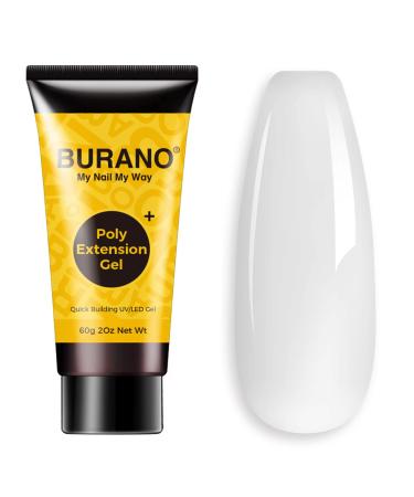 BURANO Poly Nail Gel Poly Nail Extension Gel 60ml Builder Gel Poly Extension Gel Trendy Nail Gel Builder for Nails (Clear) - Buy Online on GoSupps.com