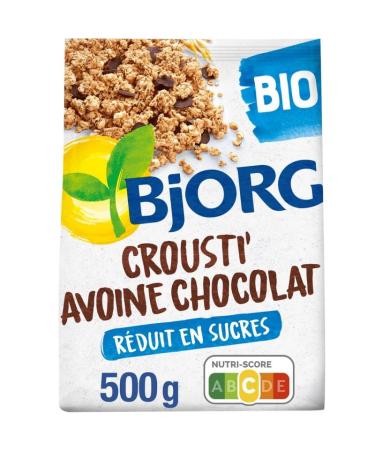 Savourez la gourmandise saine avec les Crousti Avoine Chocolat Bio BJJORG. 500g nutritifs et croquants- Lot De 3