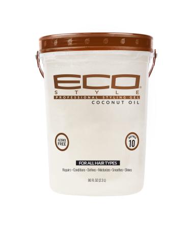 Eco Style Coconut Oil Styling Gel - Adds Luster and Moisturizes Hair - Weightless Styling and Superior Hold - Prevents Breakage and Split Ends - Promotes Scalp Health - Ideal for all Hair - 80 oz