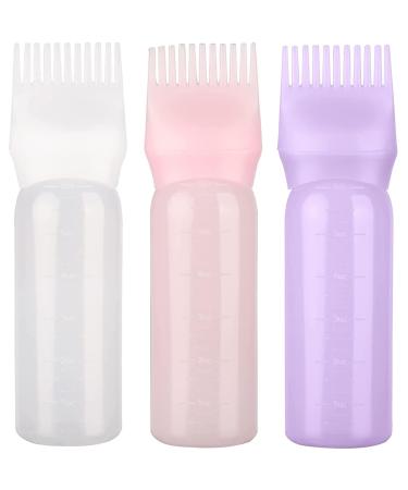 GYTFOG Hair Oil Applicator Bottle 3 PCS Color Oil Comb Applicator Tool Root Comb Applicator Bottle Applicator Bottle with Comb Scalp Treament 120 Ml Essential Bottle with Comb and Graduated Scale