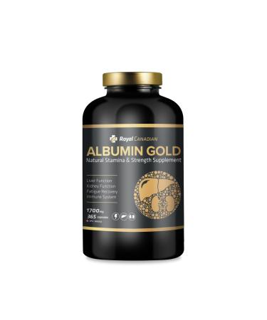 ROYAL CANADIAN Albumin Gold 1700mg | Liver Function | Kidney Function | Fatigue Recovery | Immune System (30 x 1700mg Capsules) (365 cap)