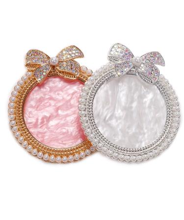 wemee 2Pcs Resin Nail Art Palette Bow Decorated with Rhinestones Nail Art Display Board