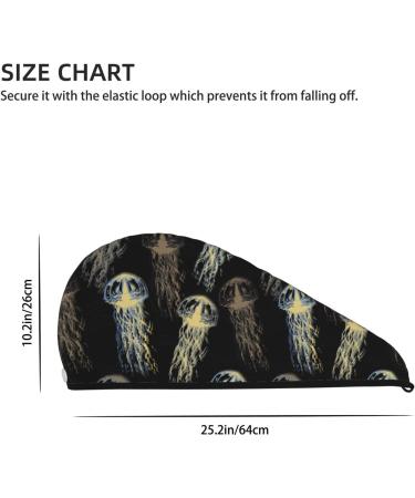 Hair Towel Wrap | Quick-Dry Towel Turban with Button - Jellyfish Design - Buy Online on GoSupps.com