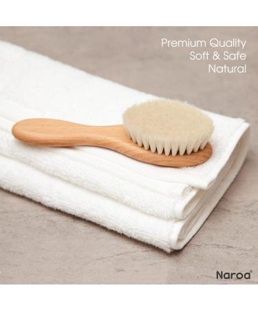 Naroa Natural Baby Hair Brush - Soft Goat Bristles | Safe Wooden Handle | Eco-Friendly Hairbrush for Newborns | Prevent Cradle Cap | Baby Gift - Buy Online on GoSupps.com