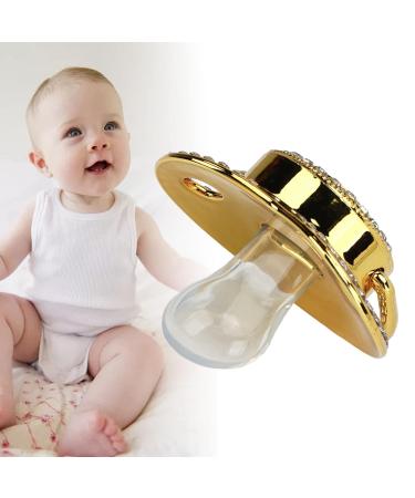 Personalized Baby Bling Pacifier Clip - Curved Gold Clip with Dust Protection | 26 Letters for Babies 6-18 Months (Letter A) - Buy Online on GoSupps.com