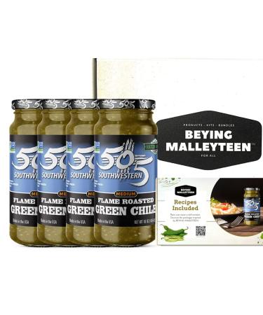 505 Southwestern 16oz jars Diced Flame Roasted Green Hatch Chile  Medium (4 pack) with Recipes (by Beying Malleyteen)