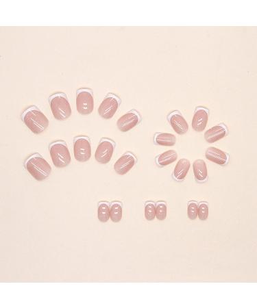 French False Nails Short 24Pcs White French Fake Nails Square Press on Nails Pattern Glitter French Nail Tips with Nail Glue Squoval Stick on Nails for Women Girls Nails Art (Glitter) - Buy Online on GoSupps.com