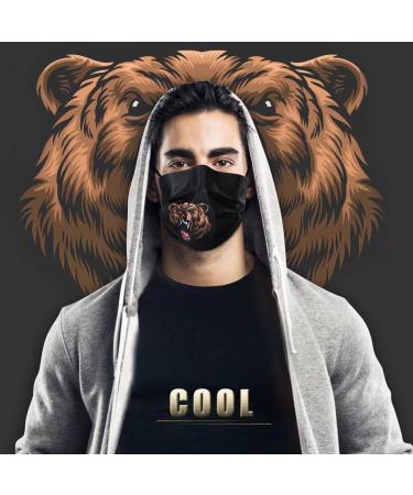 100Pcs Men's Bear Head Printed Disposable Face Masks - Animal Print Safety Masks for Men | 3 Ply Black Design - Buy Online on GoSupps.com