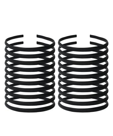 20 Pack Women Black Plain Blank Satin Cloth Fabric Covered Slim Thin Hard Black plastic Headband Base Hairband Elastic Hair Hoop Holder Clasp Tiara Crown Headpiece Accessories DIY - Buy Online on GoSupps.com