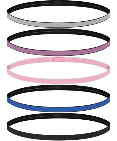 URAQT Sports Headband 5Pcs - Non-Slip Elastic Yoga Headbands for Women - Sweat Headbands for Workout - Multiple Colors - Thin Hairbands for Athletic Activities - Buy Online on GoSupps.com