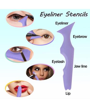 SHANPIN 5 in 1 Silicone Makeup Tool Set - Mascara Shield, Winged Liner Stencils, Eyeshadow Brush, Eyebrow Kit - Waterproof and Reusable (Purple) - Buy Online on GoSupps.com