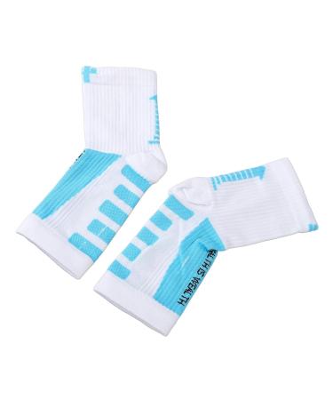 Foot Sleeve for Flexible Movement - Sectional Compression Sports Heel Socks (White & Blue) | Enhance Performance & Comfort - Buy Online on GoSupps.com