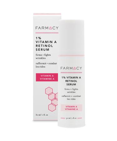 Farmacy Retinol Serum for Face - 1% Vitamin A Anti Wrinkle Serum - Resurfacing Retinol Serum with 2 Retinoid Types - Formulated with Upcycled Ingredients 1 Fl Oz (Pack of 1)
