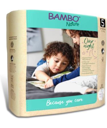 Bambo Nature Overnight Nappies Eco-Friendly Nappies Enhanced Leakage Protection For Dry Night s Sleep Secure & Comfortable Overnight Baby Nappies Ultra Absorption Size 5 Nappies (12-18g) 22PK - Buy Online on GoSupps.com