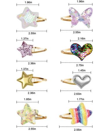 Jinlaili 16 Pack/8 Pairs Hair Clips Girls Metal Snap Barrettes Cartoon Girls Hairpins Cute Hair Clips Girl Hair Accessories Sparkly Star Shaped/Butterfly/Heart Hair Clips for Kids - Buy Online on GoSupps.com