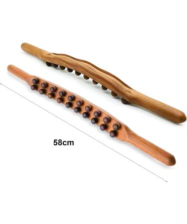 20 Beads Gua Sha Scraping Stick | Wooden Massage Tool for Muscle Relief & Meridian Therapy - Buy Online on GoSupps.com