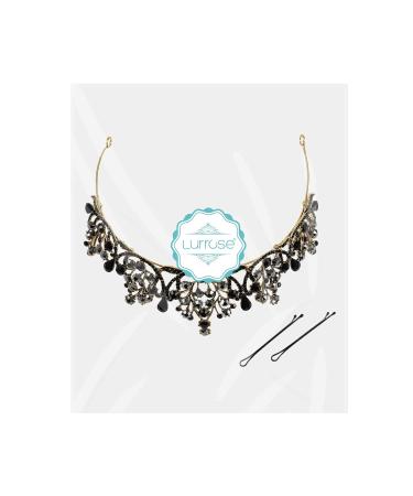 Lurrose Luxury Black Crystal Crown - Baroque Halloween Tiara & Rhinestone Queen Crown - Buy Online on GoSupps.com