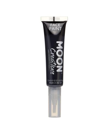 Moon Creations Face & Body Paint Tubes with Brush Applicator | Black | 15ml | Ready to Use | Cruelty Free Made in UK | Face Paint for Kids Adults Fancy Dress Festivals Halloween