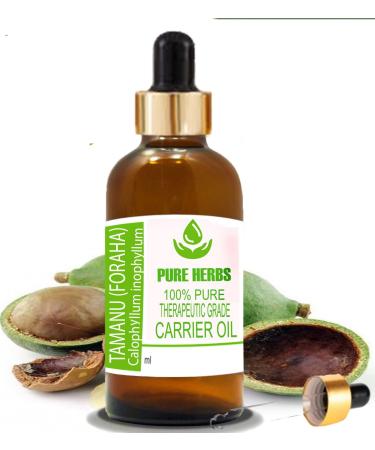 Pure Herbs Tamanu (Foraha) Oil (Calophyllum inophyllum) Pure and Natural Therapeutic Grade Carrier Oils with Dropper (100 ml)