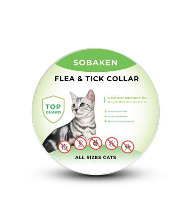SOBAKEN Flea Collar for Cats, Flea and Tick Prevention for Cats, Natural Cat Flea Collar, One Size Fits All, 13 inch 8 Month Protection - 1 Pack