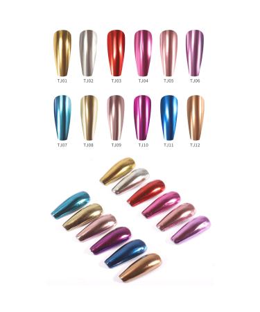 12 Colors Chrome Powder Pen for Nails - Nail Art Pen with Air Cushion Mirror Effect - Nail Polish Pens for Nail Decorations (Multicolor) - Buy Online on GoSupps.com