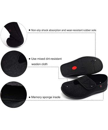 KXSM Diabetic Shoes - Extra Wide Adjustable Orthopedic Slippers for Men & Women with Arthritis, Edema, and Swollen Feet - Size 37 Black - Buy Online on GoSupps.com