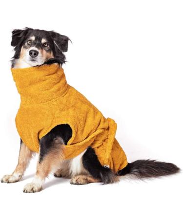 Lills Dog Bathrobe - 100% Organic Cotton Amber Yellow Size S (50 cm Back Length) - Eco-Friendly Pet Apparel - Buy Online on GoSupps.com