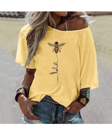 Ppanguding Women s Off Shoulder Rainbow T-Shirt - Summer Graphic Tee Blouse Tops in Yellow-C | Fashionable & Comfortable - Buy Online on GoSupps.com