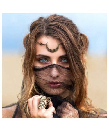 Aimimier Viking Crystal Head Chain Moon Head Chain Halloween Circlet Headpiece Crescent Moon Forehead Chain Crystal Headband Prom Hair Jewelry for Women and Girls (Retro gold) - Buy Online on GoSupps.com