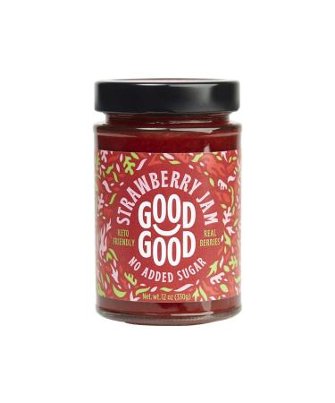 Sweet Strawberry Jam by Good Good - 12 oz / 330 g - Keto Friendly No Added Sugar Strawberry Jam - Keto - Vegan - Gluten Free - Diabetic (Strawberry) 12 Ounce (Pack of 1)