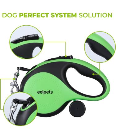 Edipets Green 5m Extendable & Retractable Dog Leash - Flexible Training Leash for Small Medium & Large Dogs - Buy Online on GoSupps.com