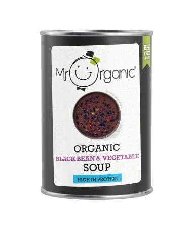 Mr Organic Mr Organic Black Bean and Vegetable Soup High in Protein Organic Ingredients Plant-Based Healthy and Comforting 400g Box