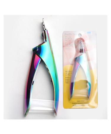 PSGS Professional Nail Art Clipper Special Type U Word False Tips Edge Cutters Manicure Colorful Stainless Steel Nail Art Tools (Color : New Rainbow)