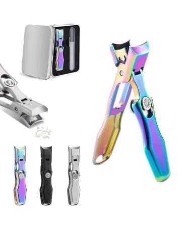 German Nail Clippers with Safety Lock for Men 2024 New Luxurious Ultra Sharp Nail Clippers for Thick Nails Stainless Steel Wide Jaw Opening No Splash Fingernail Cutters with Catcher File (Colorful)