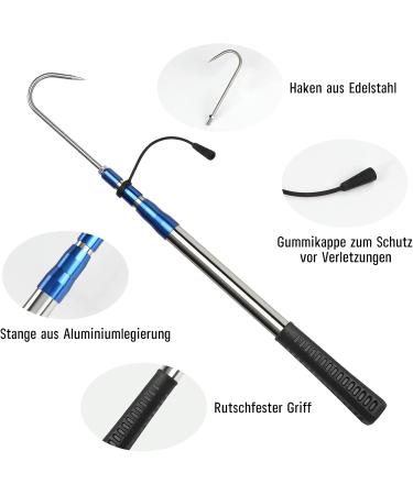 Buy Komclub Telescopic Fish Gaff - Stainless Steel Fishing Spear Hook Aluminum Alloy Bar & Soft Handle for Saltwater and Offshore Use - Buy Online on GoSupps.com
