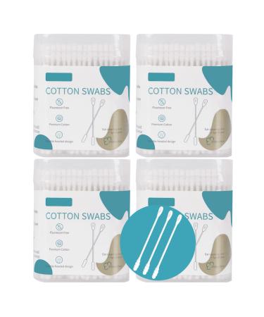 MEIPO Cotton Swab Buds Soft Cotton Balls Double Cotton Tip with Paper Sticks for Ears Cleaning Makeup Removal and More (Spiral Head & Ear Spoon 4Pack-800pcs) (Spiral Head & Ear Spoon) 4Pack-800pcs