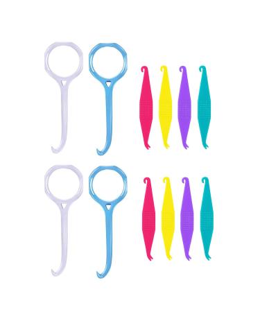 12 Pieces Aligner Remover Tool and Dental Elastic Rubber Bands Placers for Braces Blue and White