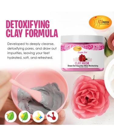 SPA REDI Sensual Rose Clay Mask 16 Oz | Detoxifying & Hydrating Deep Cleansing | Natural Bentonite Clay with Amino Acids & Comfrey Extract for Pedicure & Body Care - Buy Online on GoSupps.com
