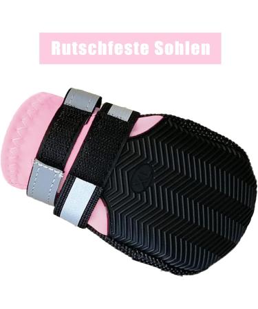 Reestboo Dog Shoes - 4 Set Anti-Slip Boots for Medium & Large Dogs | Reflective Strap Velcro Fastener Paw Protection Pink - Buy Online on GoSupps.com